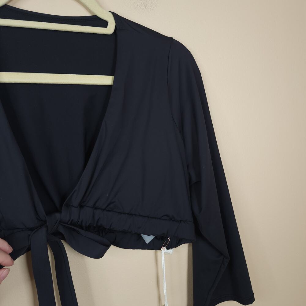 Good American Black Long Sleeve Top Compression Bottom Swim Bikini Size 5/2X - Picture 4 of 12